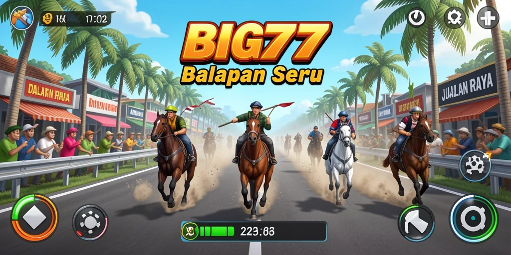 Tampilan menakjubkan dari gameplay balapan BIG77 saat bersaing di lintasan.