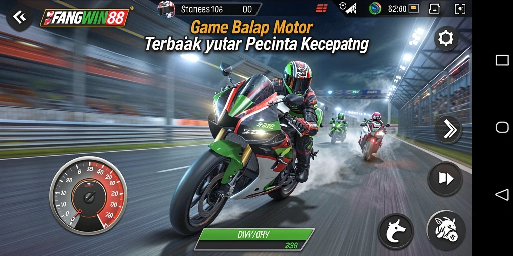 Tampilan gameplay seru balapan motor di FANGWIN88 yang penuh aksi.