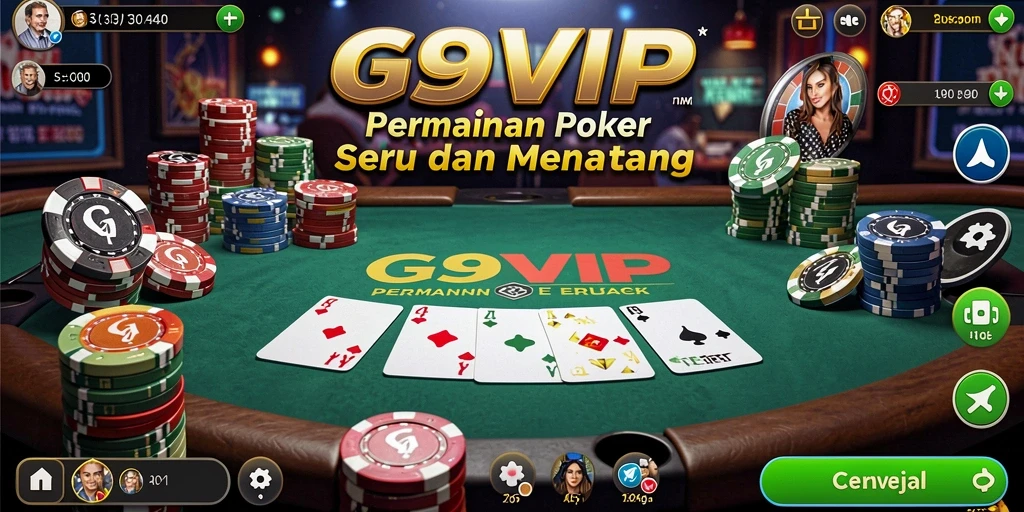 Tampilan permainan Poker yang mendebarkan di G9VIP.