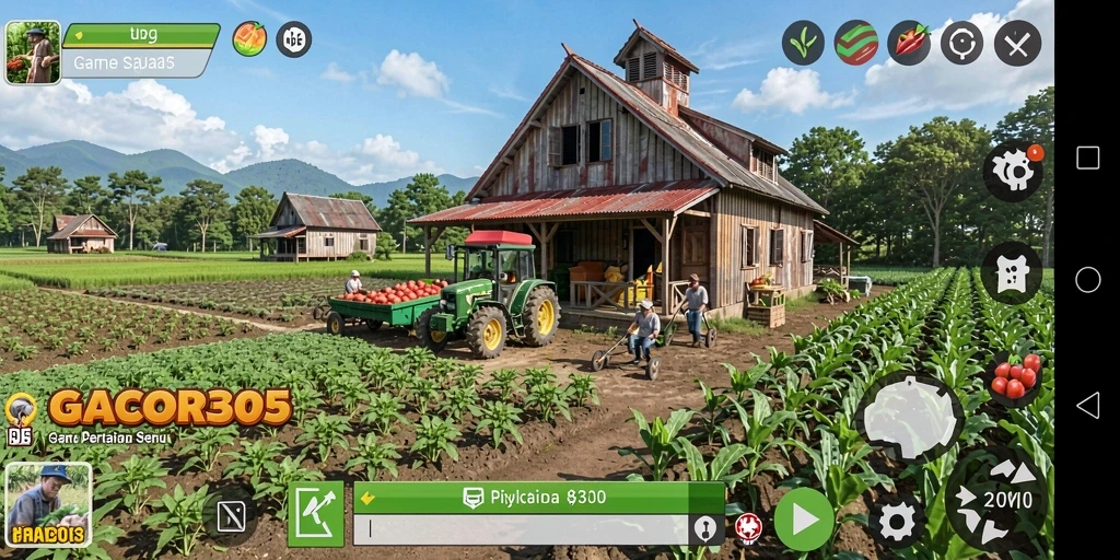 Screenshot GACOR305 menampilkan petani yang sedang merawat ladang.