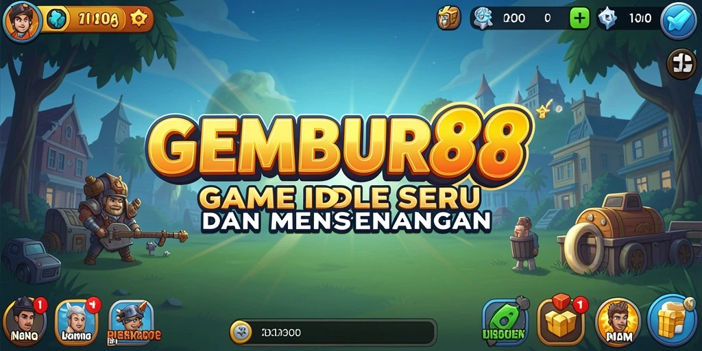 Tampilan gameplay GEMBUR88 dengan karakter unik dan aksi Idle yang mendebarkan.