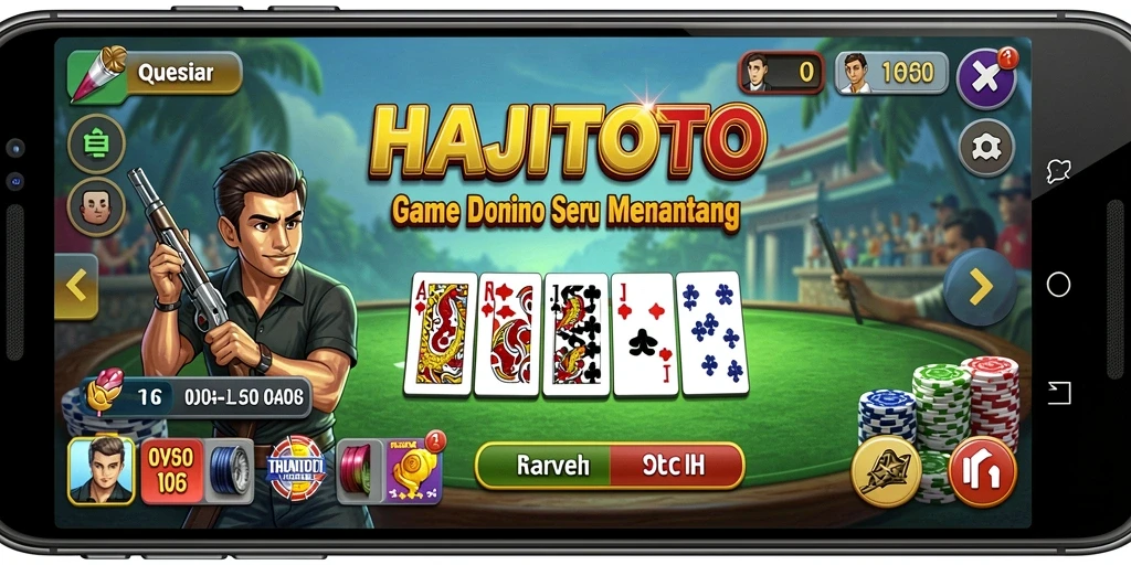 Screeenshot gameplay HAJITOTO menampilkan aksi seru permainan domino.