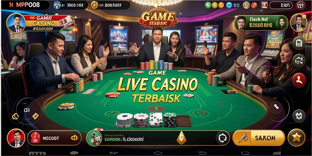 Screenshot MPO08 menunjukkan permainan Live Casino yang menegangkan dan interaksi dealer.