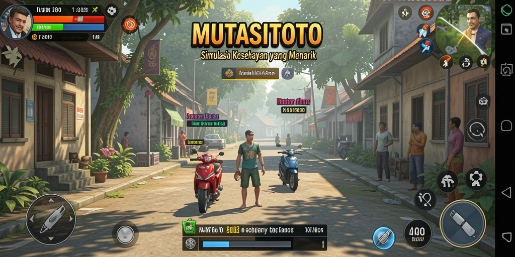 Screenshot gameplay MUTASITOTO yang menunjukkan interaksi karakter.