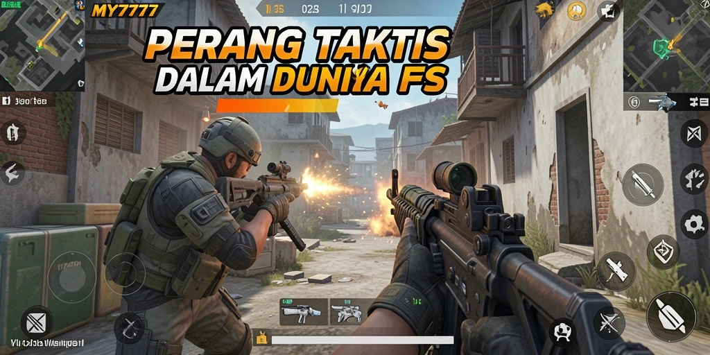 Tangkapan layar menunjukkan aksi intens dalam gameplay FPS MY777.