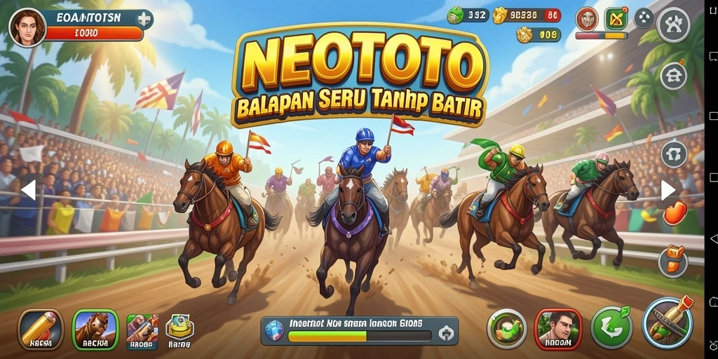 Tampilan gameplay balapan seru NEOTOTO dengan mobil cepat.