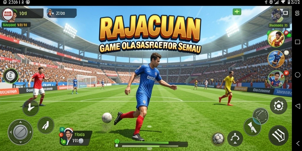 Screenshot menunjukkan gameplay menegangkan di RAJACUAN dengan aksi olahraga yang intens.